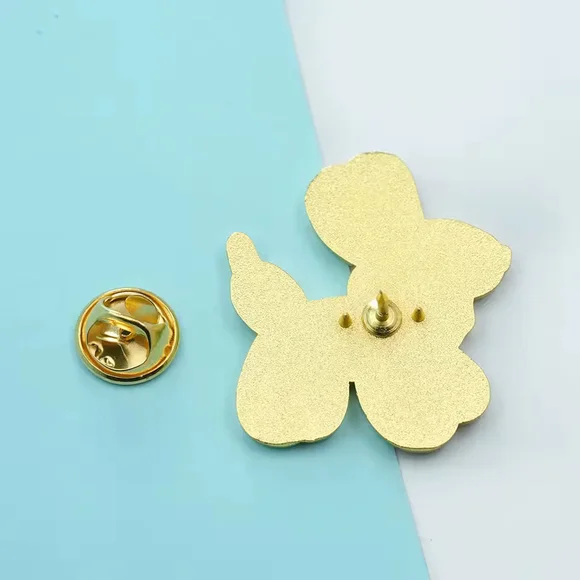 Adorable Pink Gold Balloon Dog Enamel Pin - Picture 3 of 3